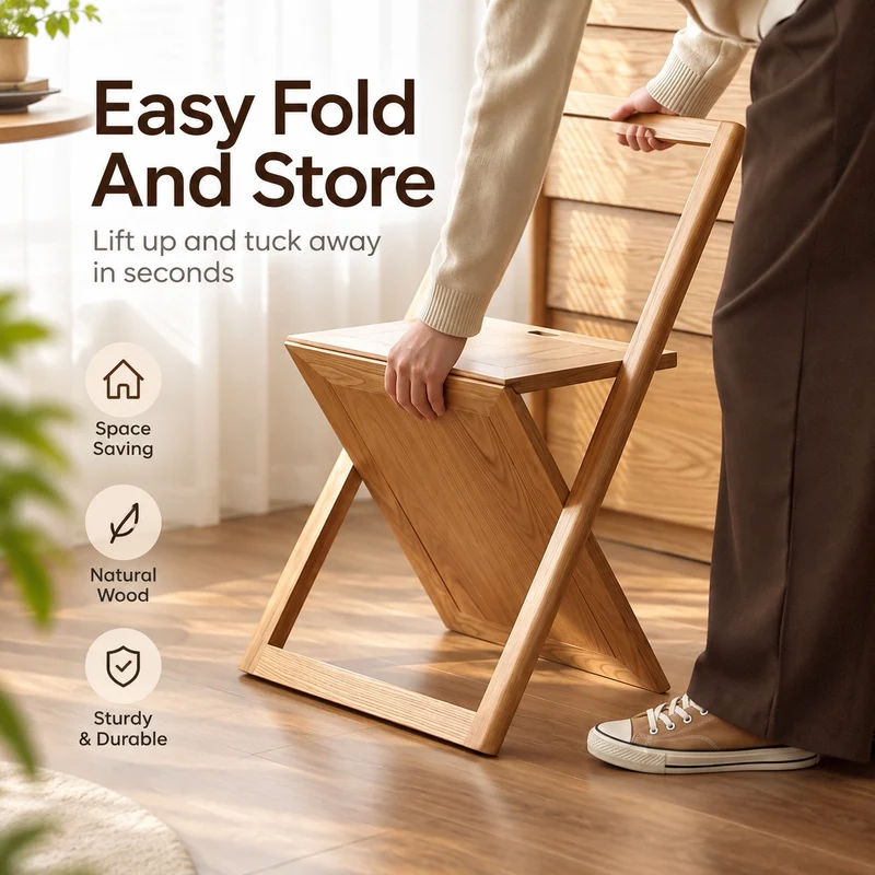 Studio Ready Foldable Wooden Chair