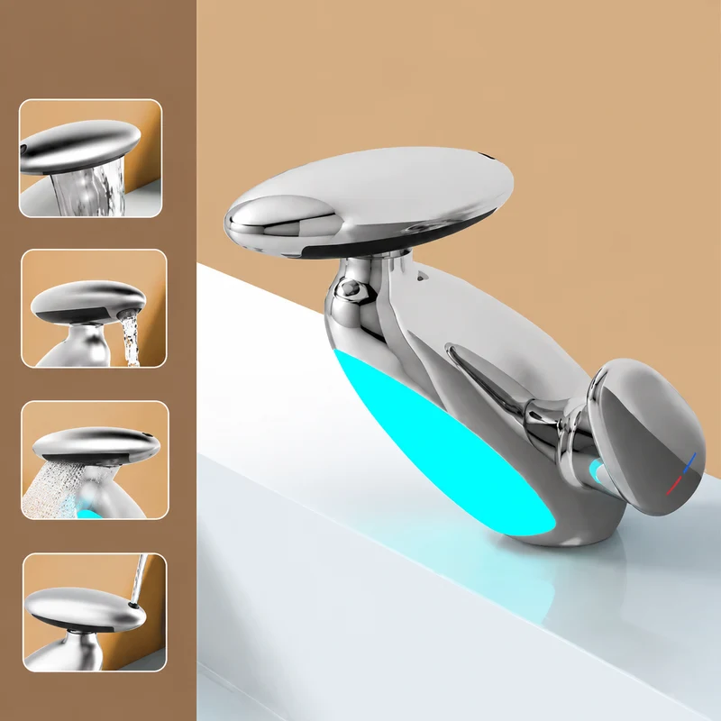 Sirena LED Whale Pull-Out Bathroom Sink Faucet