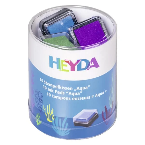 Heyda Stempelkissen-Set Mini „Aqua“ (10 Stück, 30 × 30 mm)