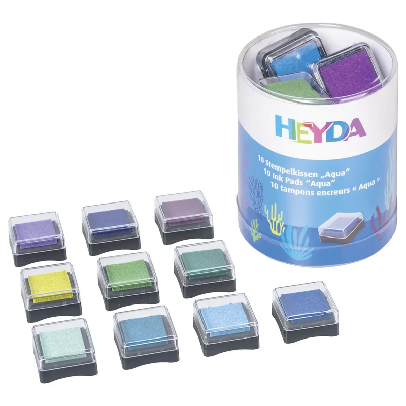 Heyda Stempelkissen-Set Mini „Aqua“ (10 Stück, 30 × 30 mm)