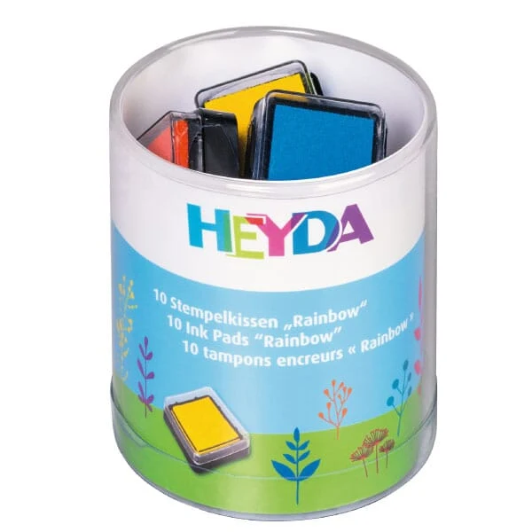 Heyda Stempelkissen-Set Mini „Rainbow“ (10 Stück, 30 × 30 mm)