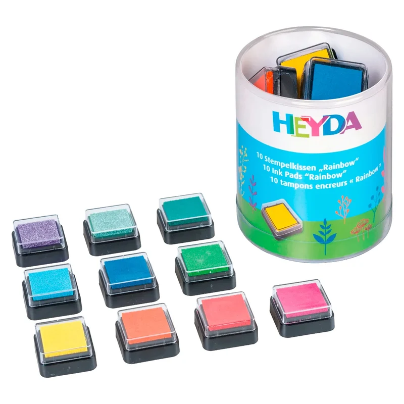 Heyda Stempelkissen-Set Mini „Rainbow“ (10 Stück, 30 × 30 mm)
