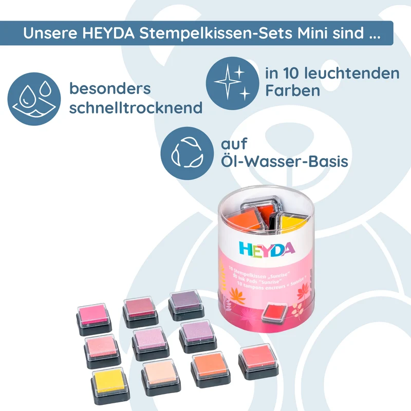 Heyda Stempelkissen-Set Mini „Sunrise“ (10 Stück, 30 × 30 mm)
