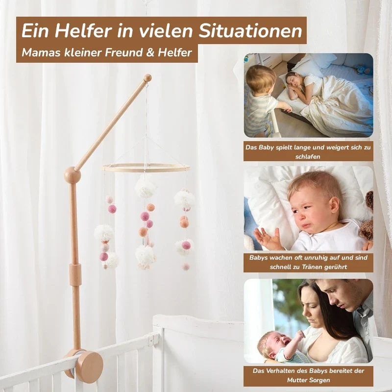 KidzzCamp Baby Holz-Halterung Zubehör für Babybett Mobile