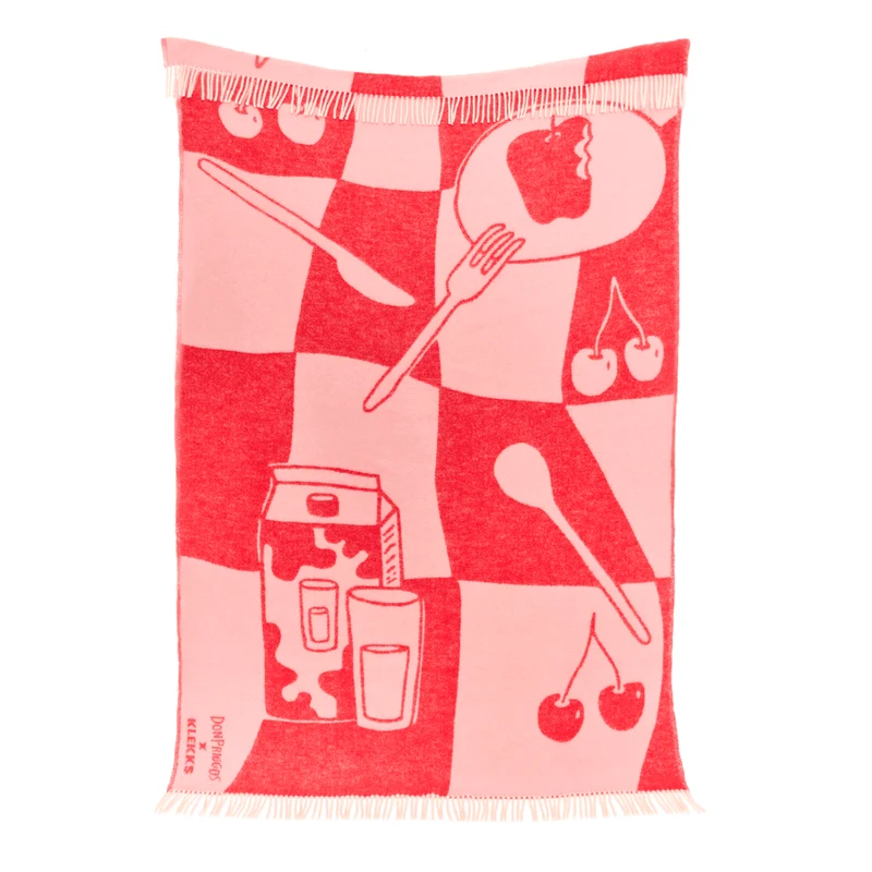 KLEKKS × donpriggos NO. 33 Wolldecke • Rot/Rosa