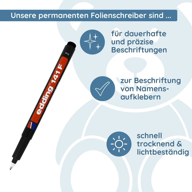 edding 141 F Permanenter Folienschreiber - zur Beschriftung von Namensaufklebern