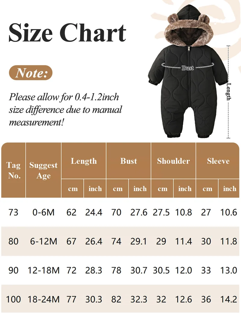 NEAWEALY Baby Winter Overall Schneeanzug