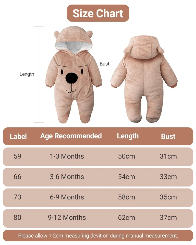 Baby Overall Winter Mit Kapuze Schneeanzug
