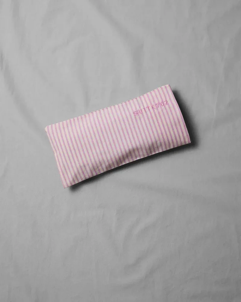 Gestreiftes Augenkissen mit Lavendel • Pink-Ecru
