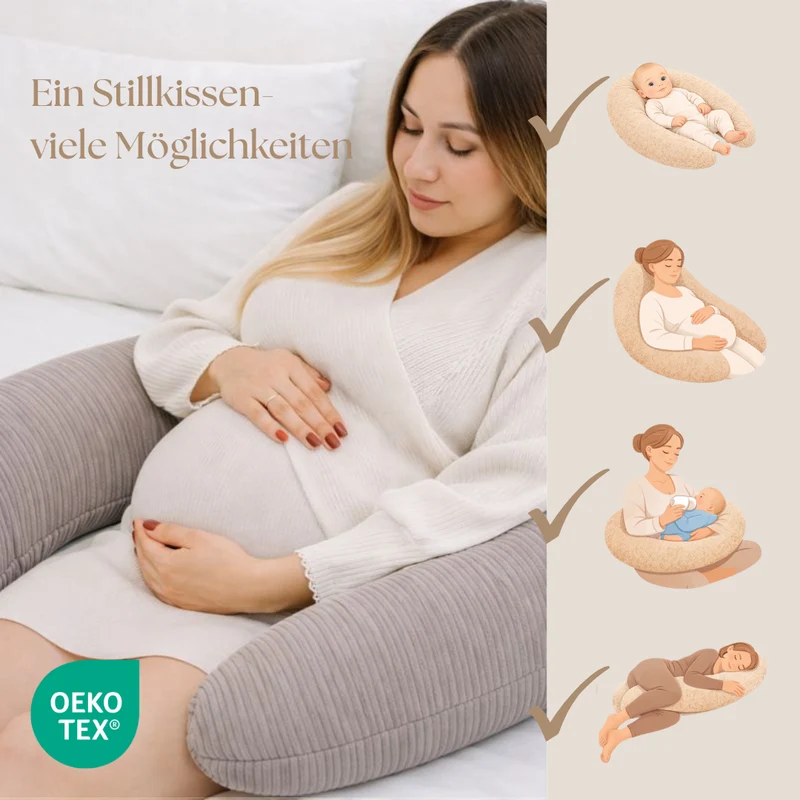 Stillkissen & Schwangerschaftskissen Cord XXL – ergonomisch & stilvoll