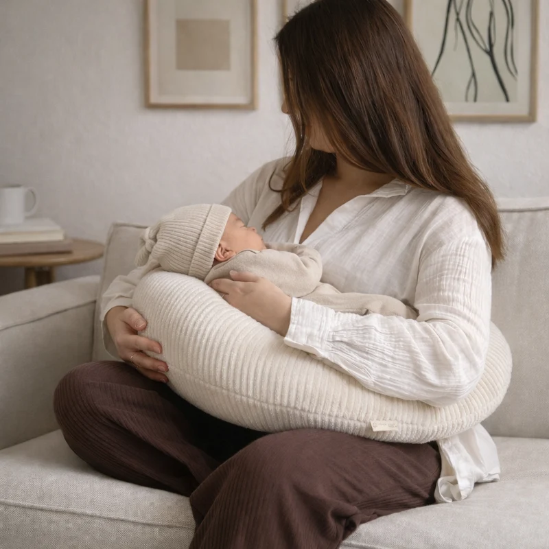 Stillkissen U-Form Cord abnehmbarem Bezug - ergonomisch, Oeko-Tex, Halbmond