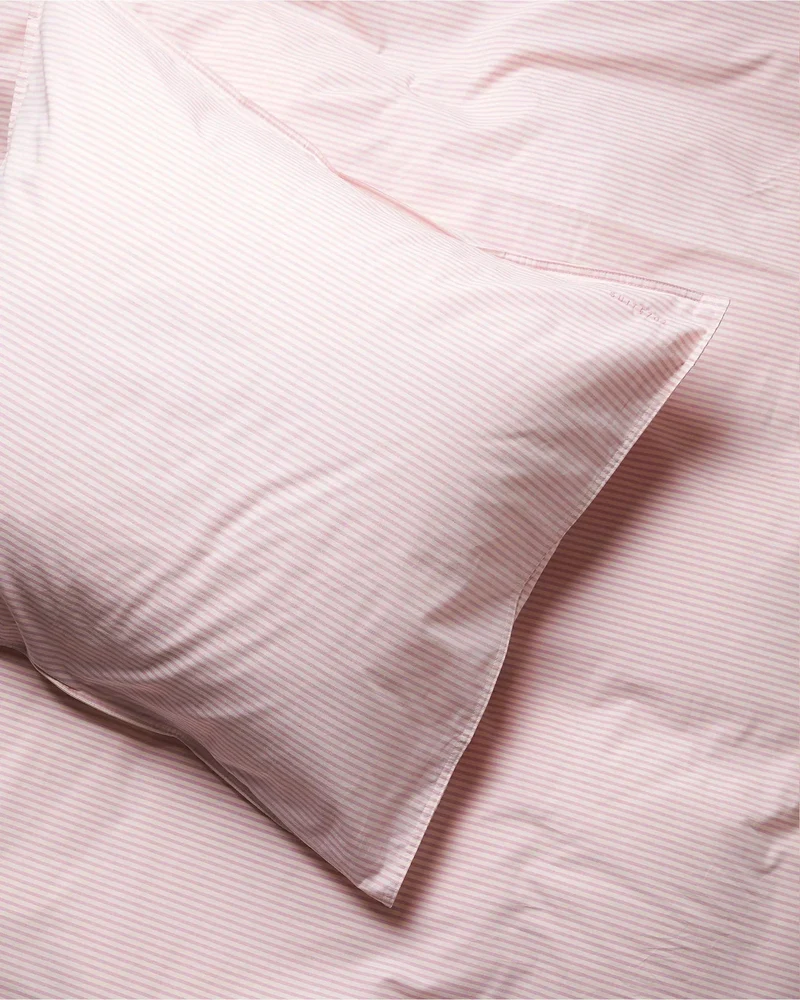 Gestreifter Kissenbezug aus Bio-Baumwolle (80 x 80 cm) • Pink-Ecru
