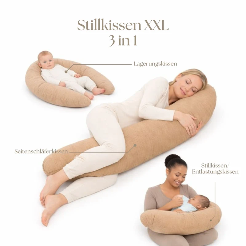 Stillkissen & Schwangerschaftskissen Musselin XXL - ergonomisch & vielseitig