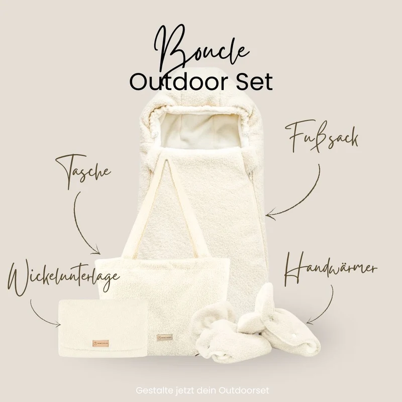 Winterfußsack Teddystoff Bouclé – für Kinderwagen & Autoschale