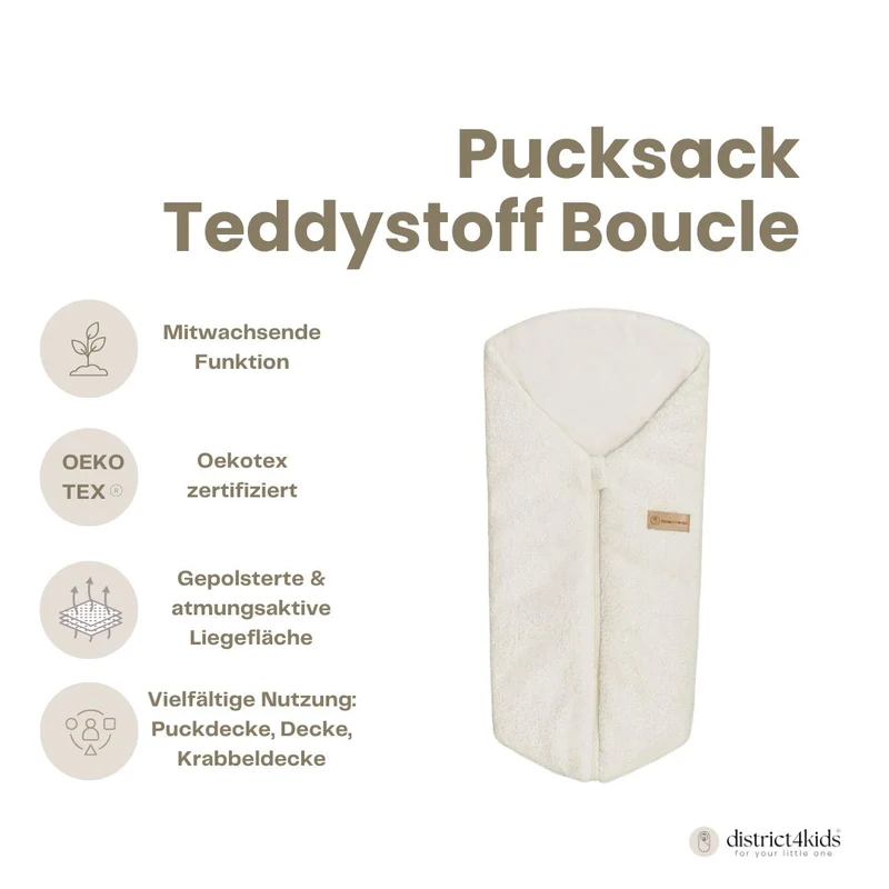 Pucksack Teddystoff Bouclé mitwachsend - Nachhaltiger Babyschlafsack