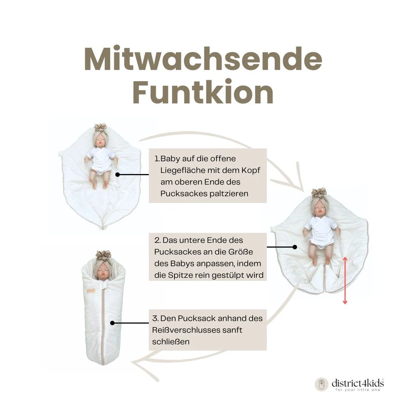 Pucksack Teddystoff Bouclé mitwachsend - Nachhaltiger Babyschlafsack