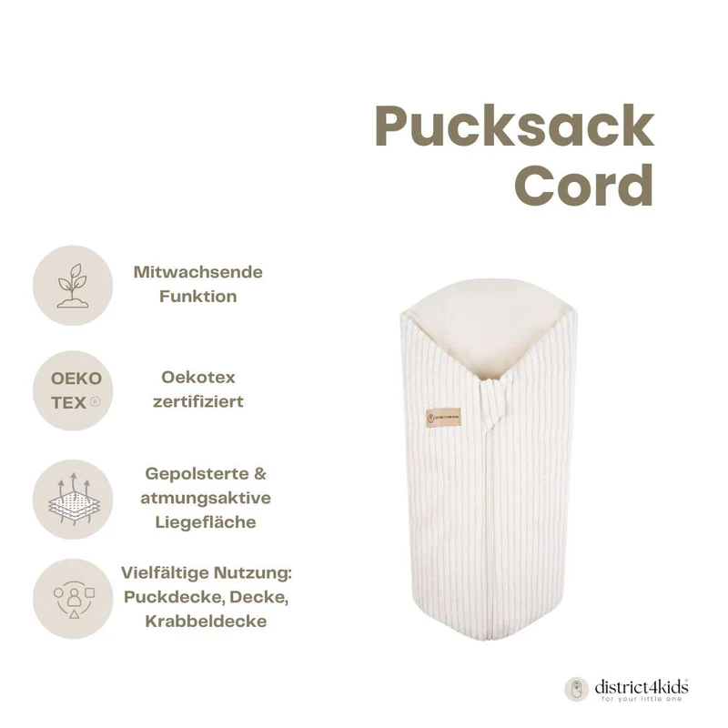 Pucksack Cord mitwachsend - Wärmender Ganzjahres Babyschlafsack