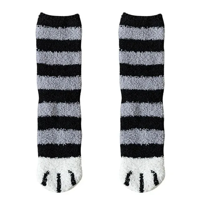 Plush Winter Cute Cat Paws Sock