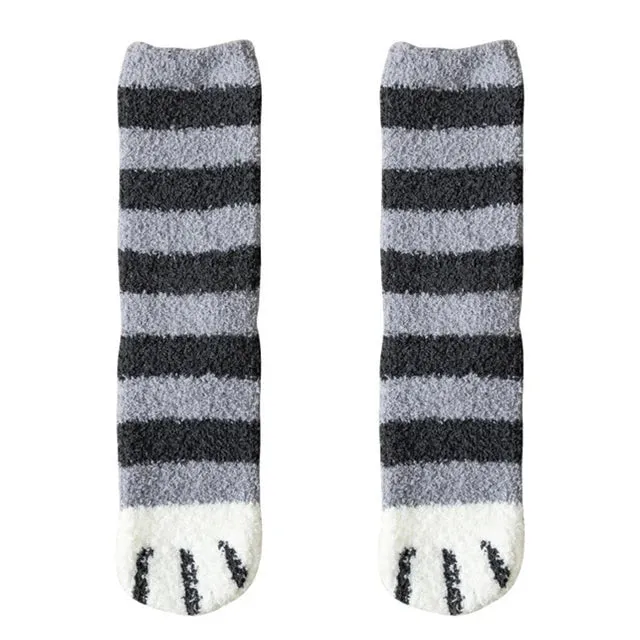 Plush Winter Cute Cat Paws Sock