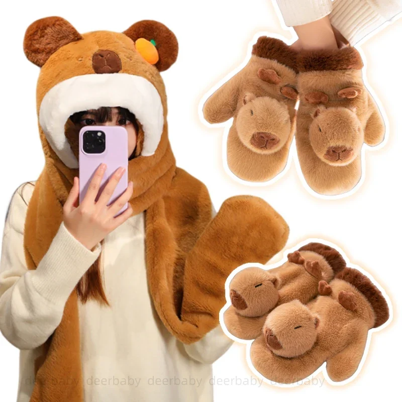 Cute Plush Cartoon Animals Soft Warm Gloves