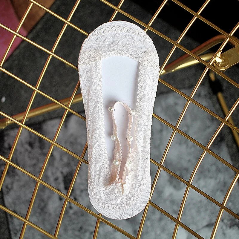Pearl Lace Anti-slip Comfy Invisible Socks
