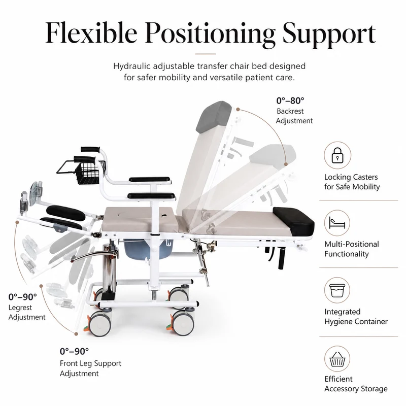 Elderly Transfer Easy Lift Hydraulic Adjustable Transformable Chair Bed