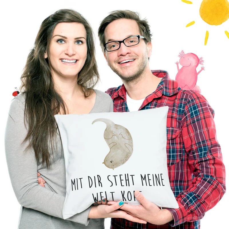 40x40 Kissen Otter Kopfüber
