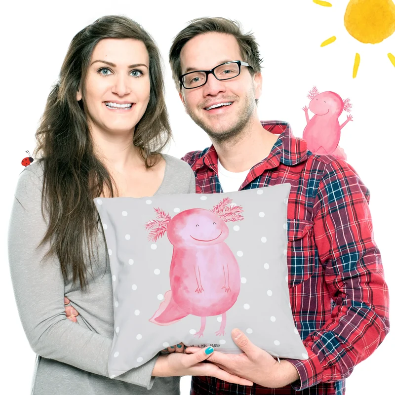 40x40 Kissen Axolotl Glücklich