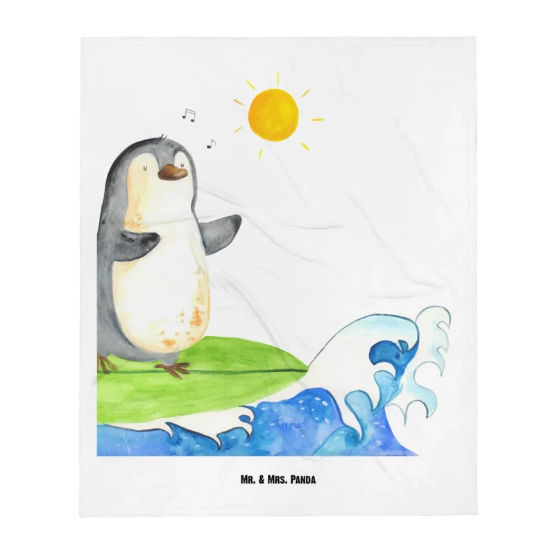 Babydecke Pinguin Surfer