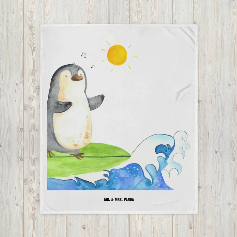 Babydecke Pinguin Surfer