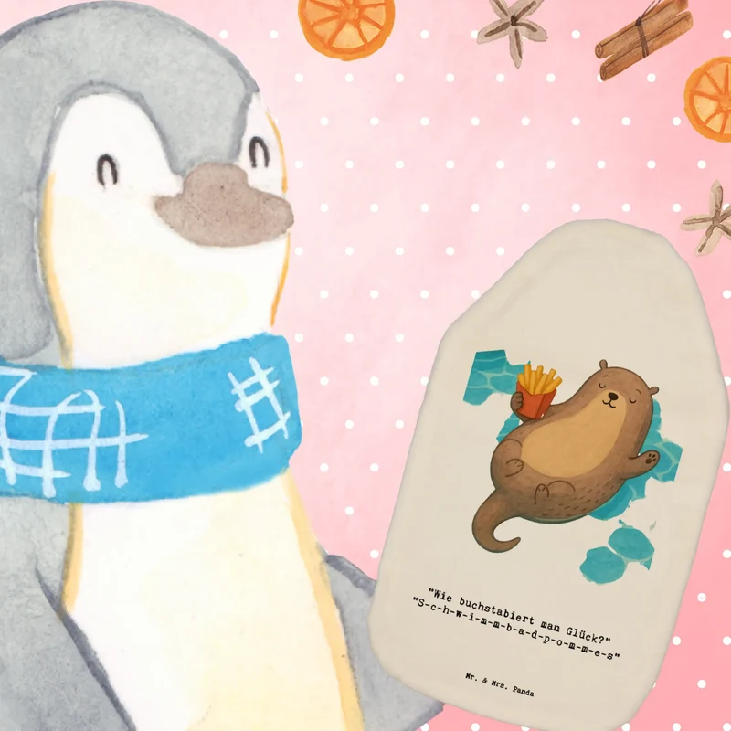 Wärmflasche Otter Schwimmbad Pommes