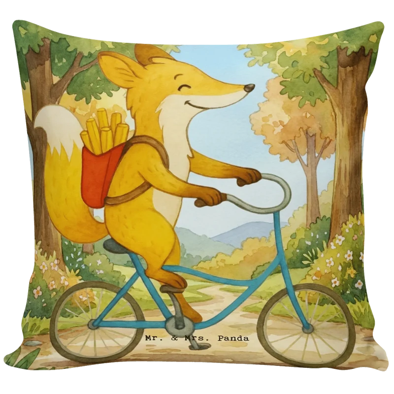 40x40 Kissen Fuchs Lieferung Pommes Design