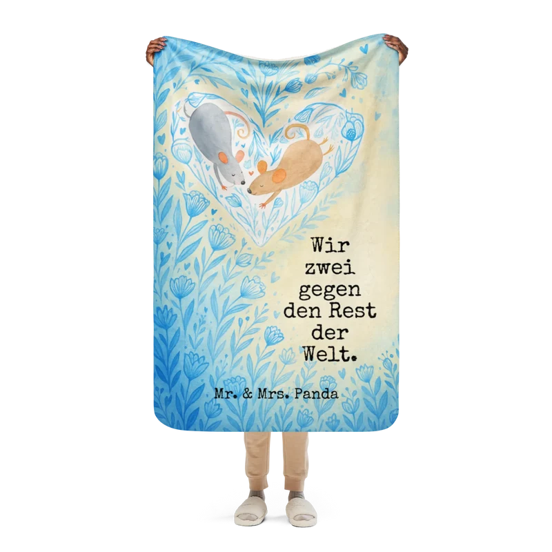 Sherpa Kuscheldecke Mäuse Herz Design