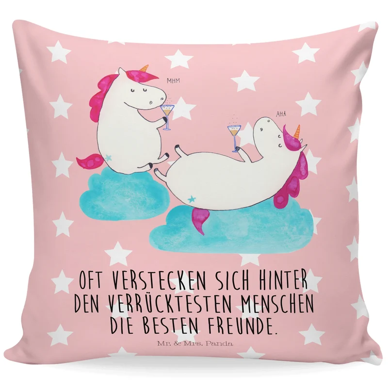 40x40 Kissen Einhorn Sekt