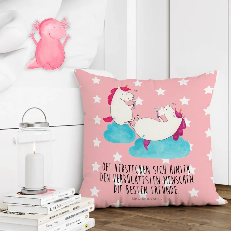 40x40 Kissen Einhorn Sekt