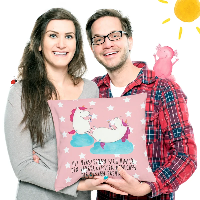 40x40 Kissen Einhorn Sekt