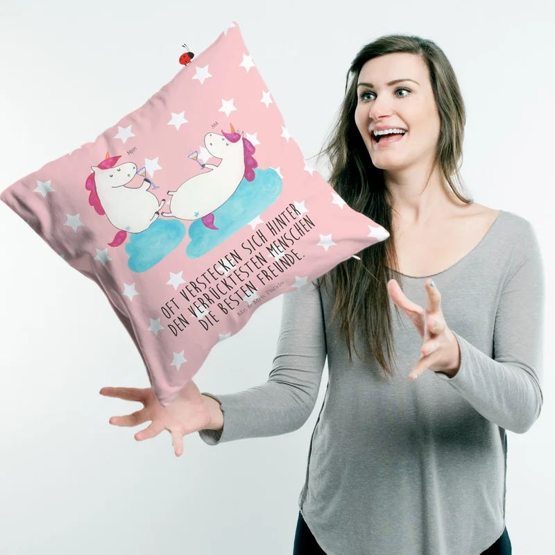 40x40 Kissen Einhorn Sekt