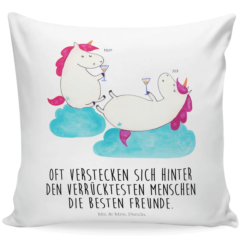 40x40 Kissen Einhorn Sekt