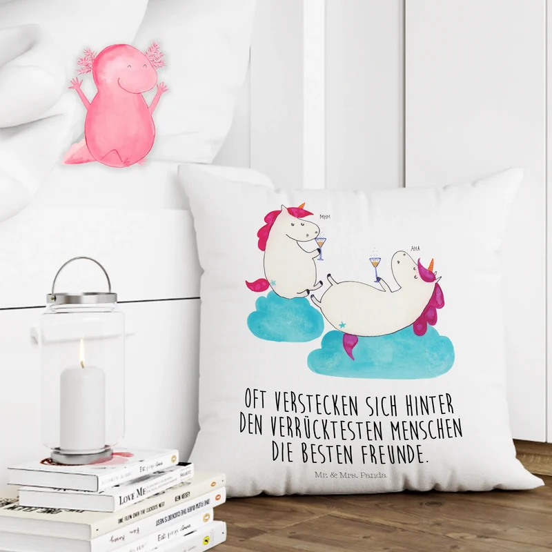 40x40 Kissen Einhorn Sekt