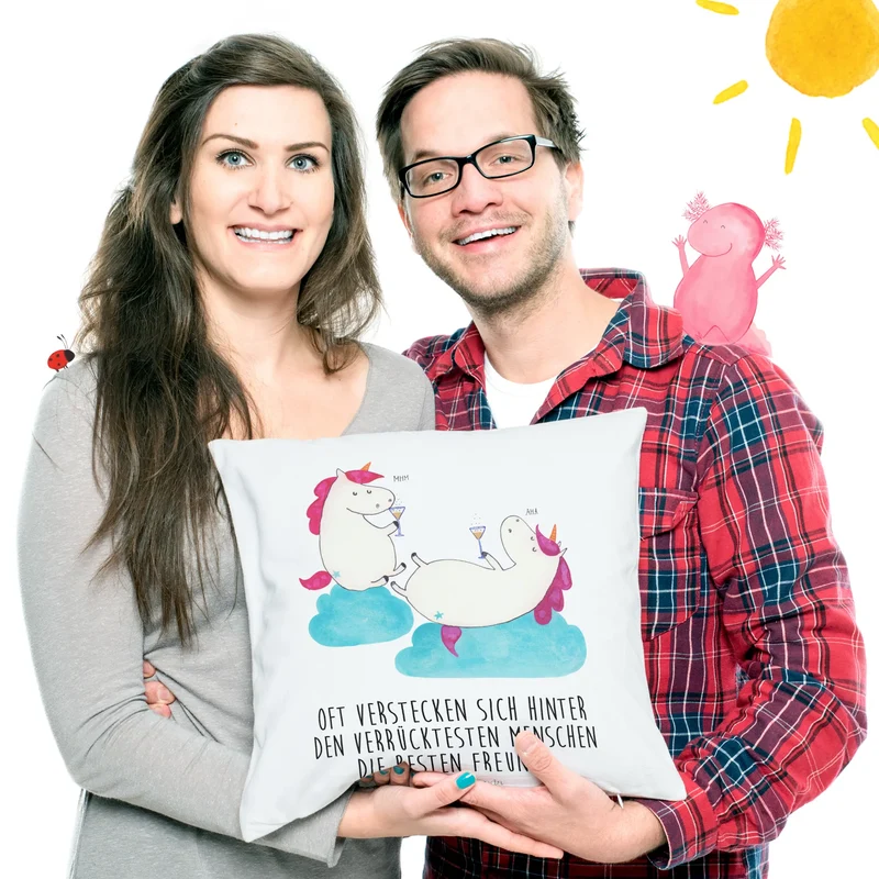 40x40 Kissen Einhorn Sekt