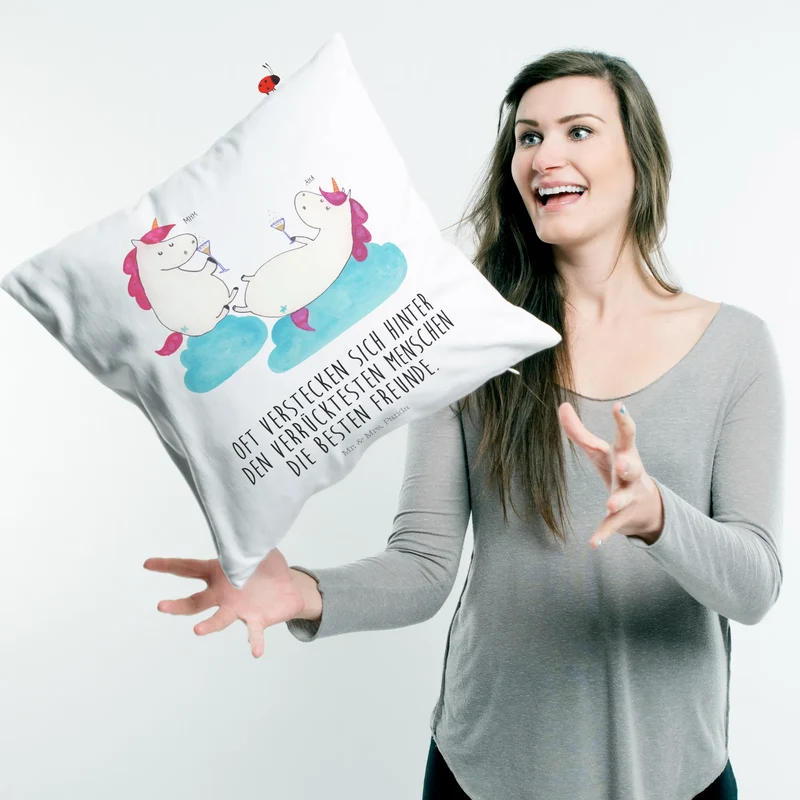 40x40 Kissen Einhorn Sekt