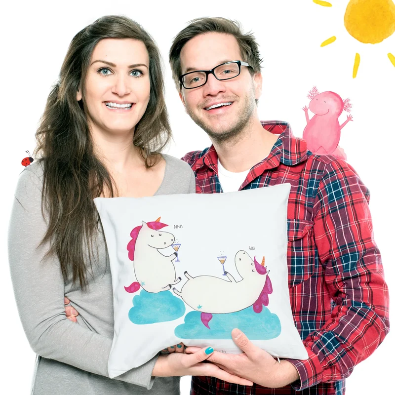 40x40 Kissen Einhorn Sekt