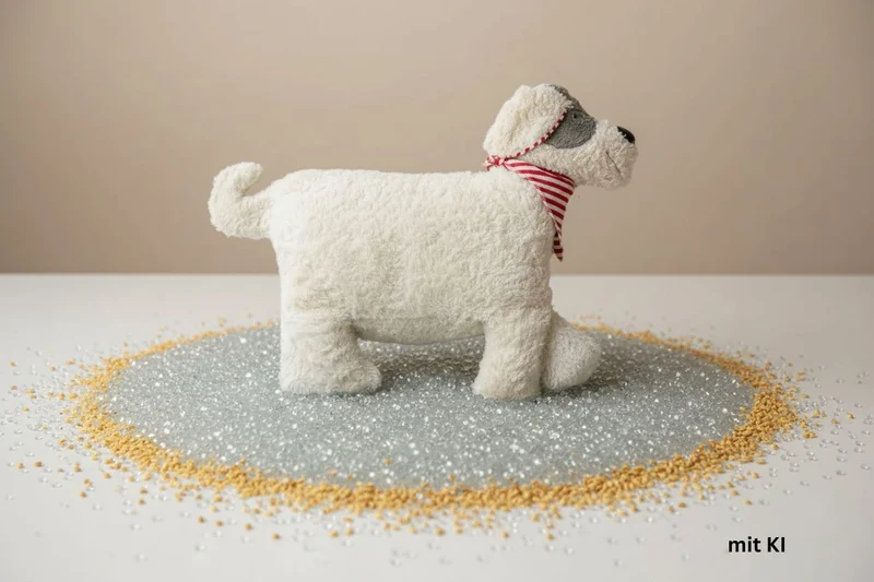 Bio Kuschelkissen Hund aus Baumwolle – Spelzfüllung, GOTS