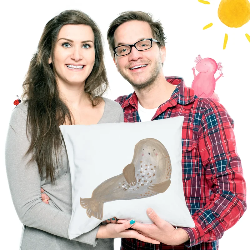 40x40 Kissen Robbe Lachen