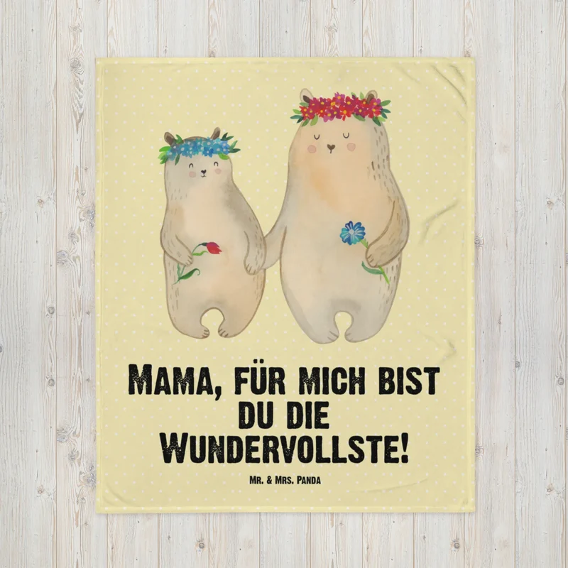 Babydecke Bären mit Blumenkranz