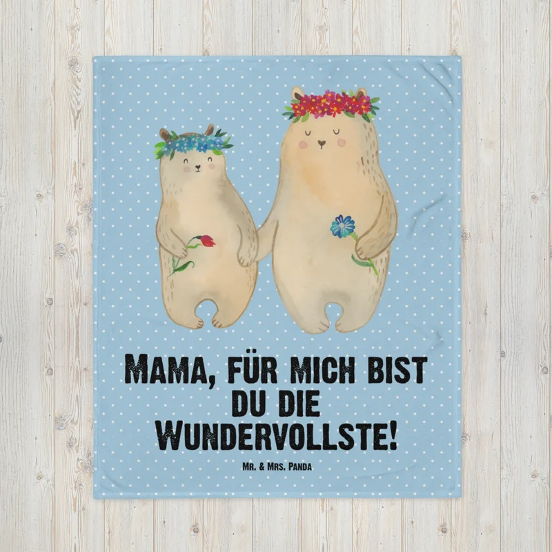Babydecke Bären mit Blumenkranz