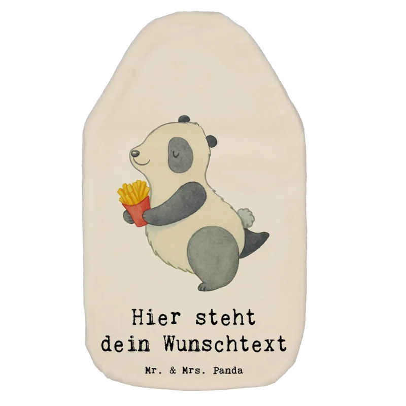 Personalisierte Wärmflasche Panda beflügelt Pommes