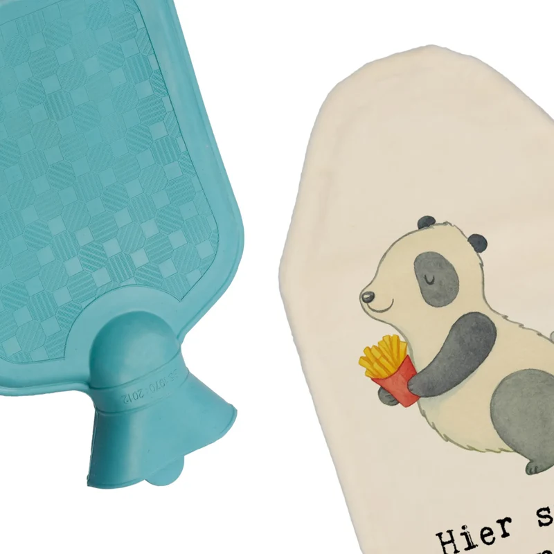 Personalisierte Wärmflasche Panda beflügelt Pommes