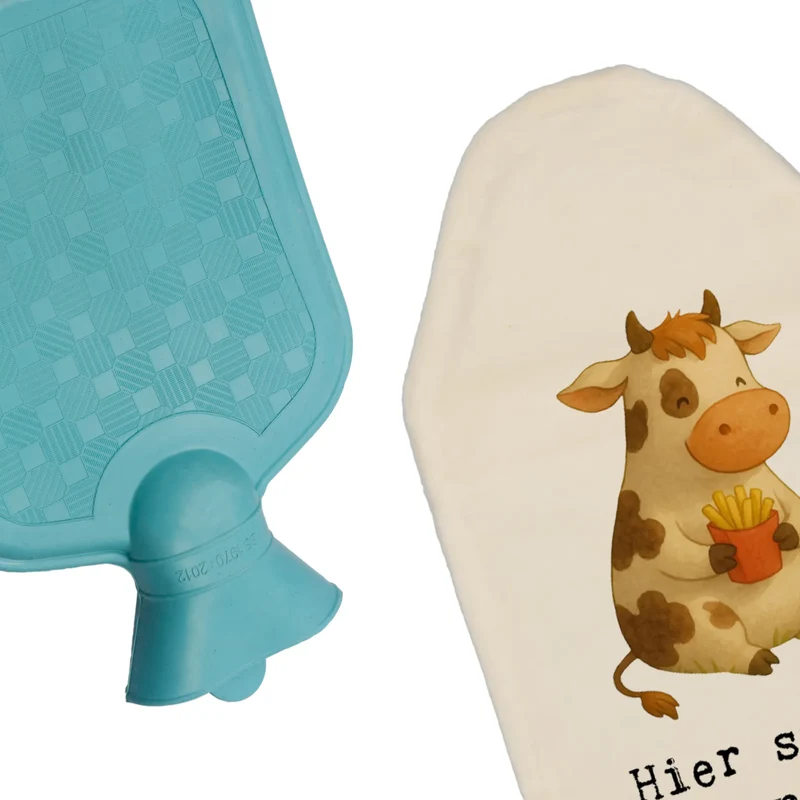Personalisierte Wärmflasche Kuh Winter Pommes