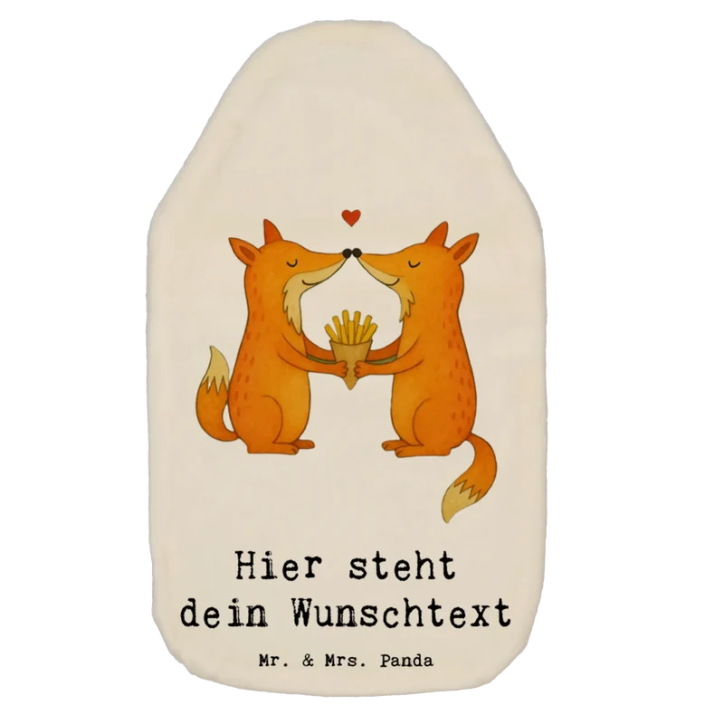 Personalisierte Wärmflasche Füchse Liebe Pommes